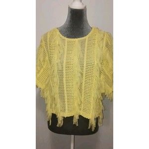 Zara Lacey Sunshine Yellow Fringe Top Size M Airy Spring Fun Flirty